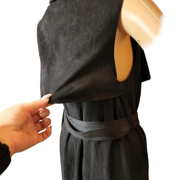 Alythea suede long  belted cardigan vest. - Picture 4 of 16